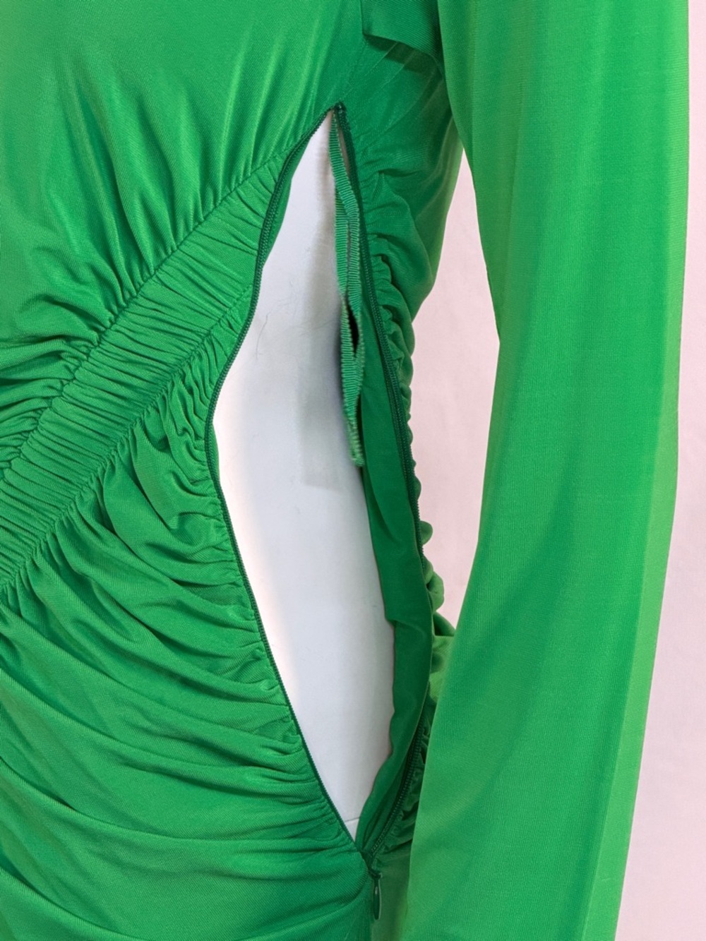 A.L.C. Emerald Green Long-Sleeve Ruched Midi Dress - Picture 10 of 12